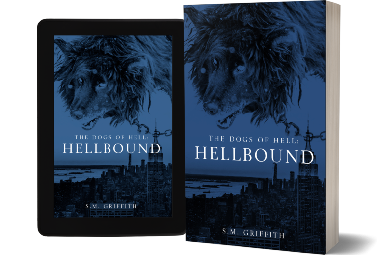 Rendering of The Dogs of Hell: Hellbound book in paperback format and displayed on an e-reader device